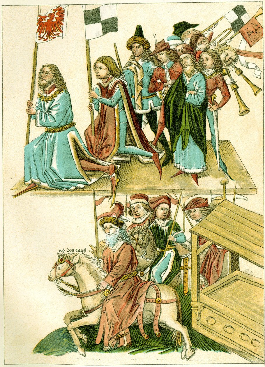 Frederick I recebe uma cópia de uma ilustração de Brandenburg da crônica ilustrada Richentals, c. 1440 de Unbekannt