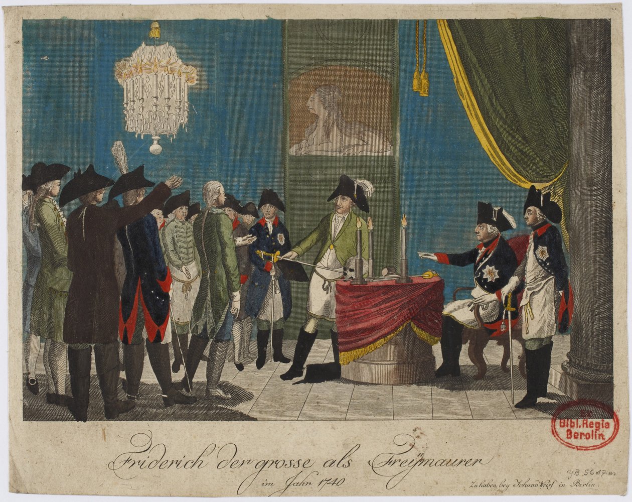 Frederico, o Grande, como maçom em 1740 de Unbekannt