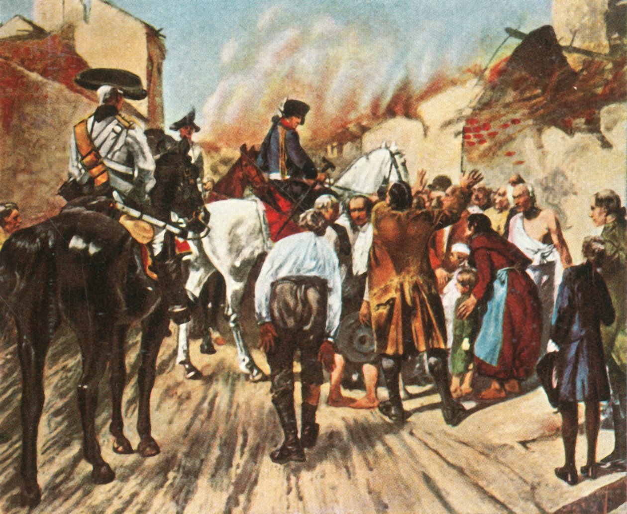 Frederico, o Grande, nas ruínas de Küstrin antes da Batalha de Zorndorf, em 25 de agosto de 1758, 1936. de Unbekannt