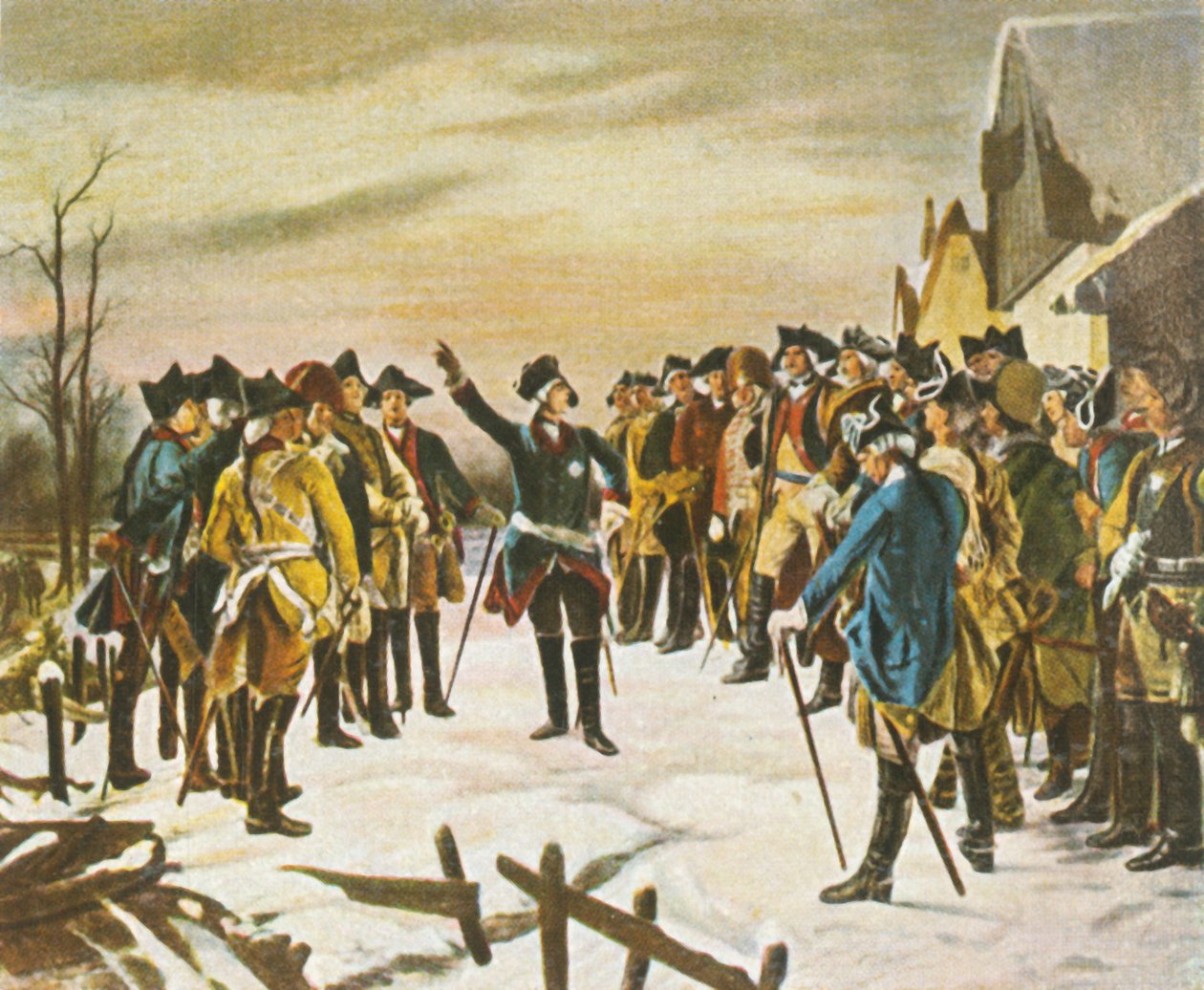 Frederico, o Grande, discursa ... às vésperas da Batalha de Leuthen, em 5 de dezembro de 1757, 1936. de Unbekannt