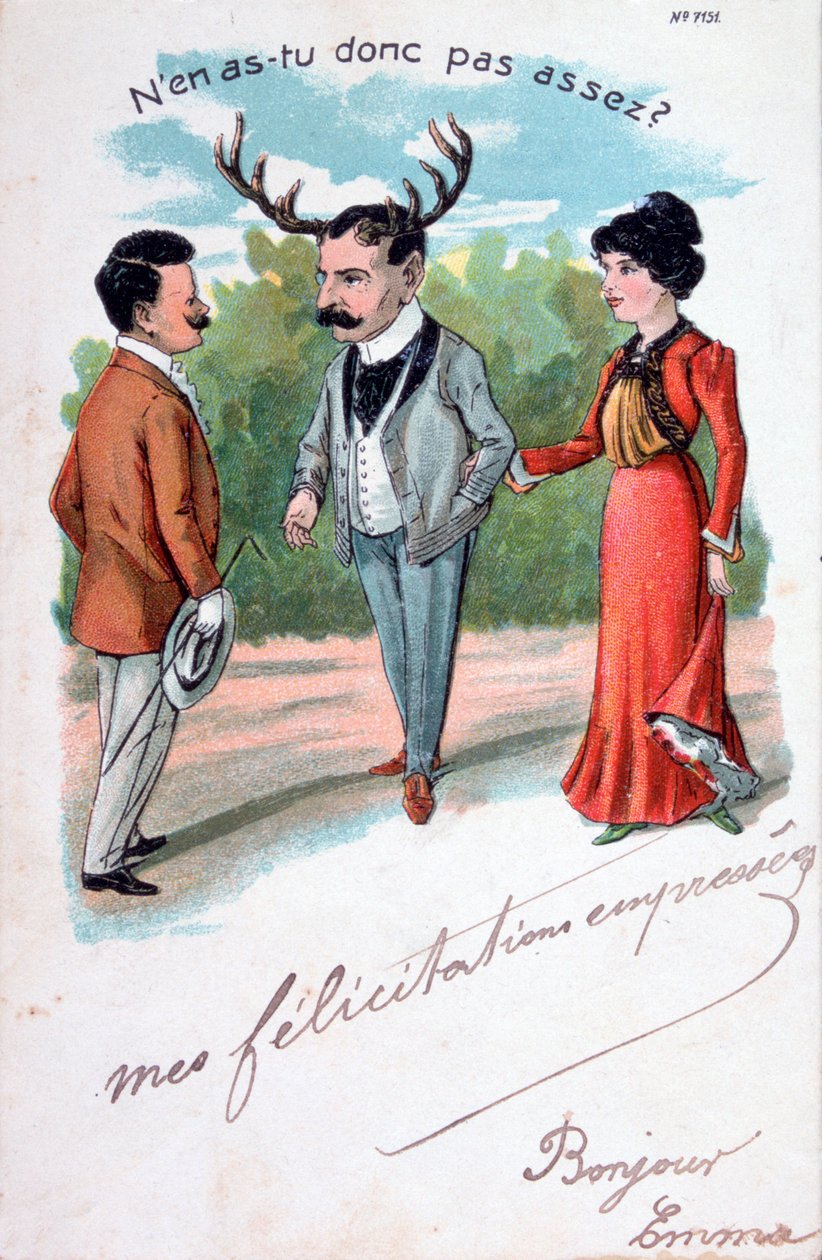 Cartão postal de caricatura de adultério francês, c1900 de Unbekannt