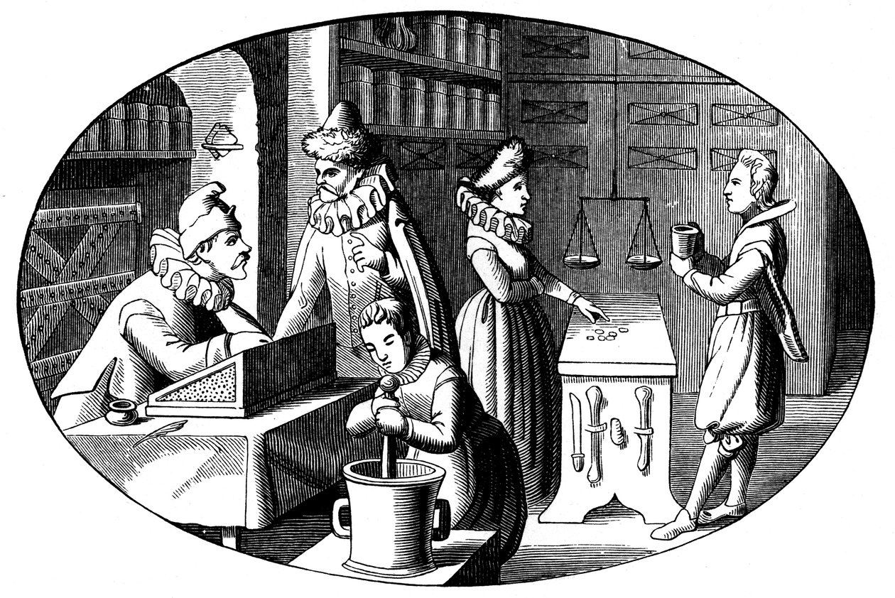 Farmacêutico e mercearia franceses, século XVI de Unbekannt