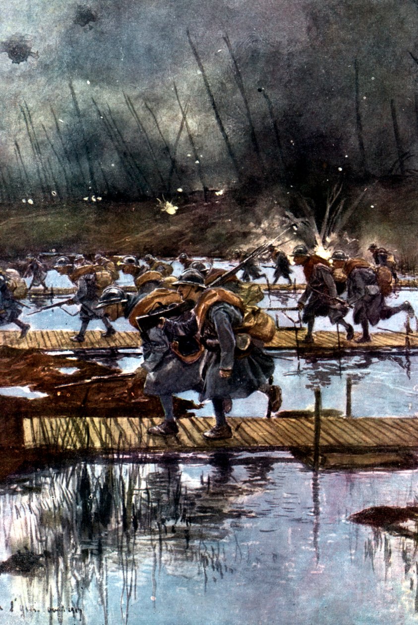 Primeira travessia do Canal de Yser pelo Corpo de Infantaria da França, Primeira Guerra Mundial, 4h45, 31 de julho de 1917 de Unbekannt