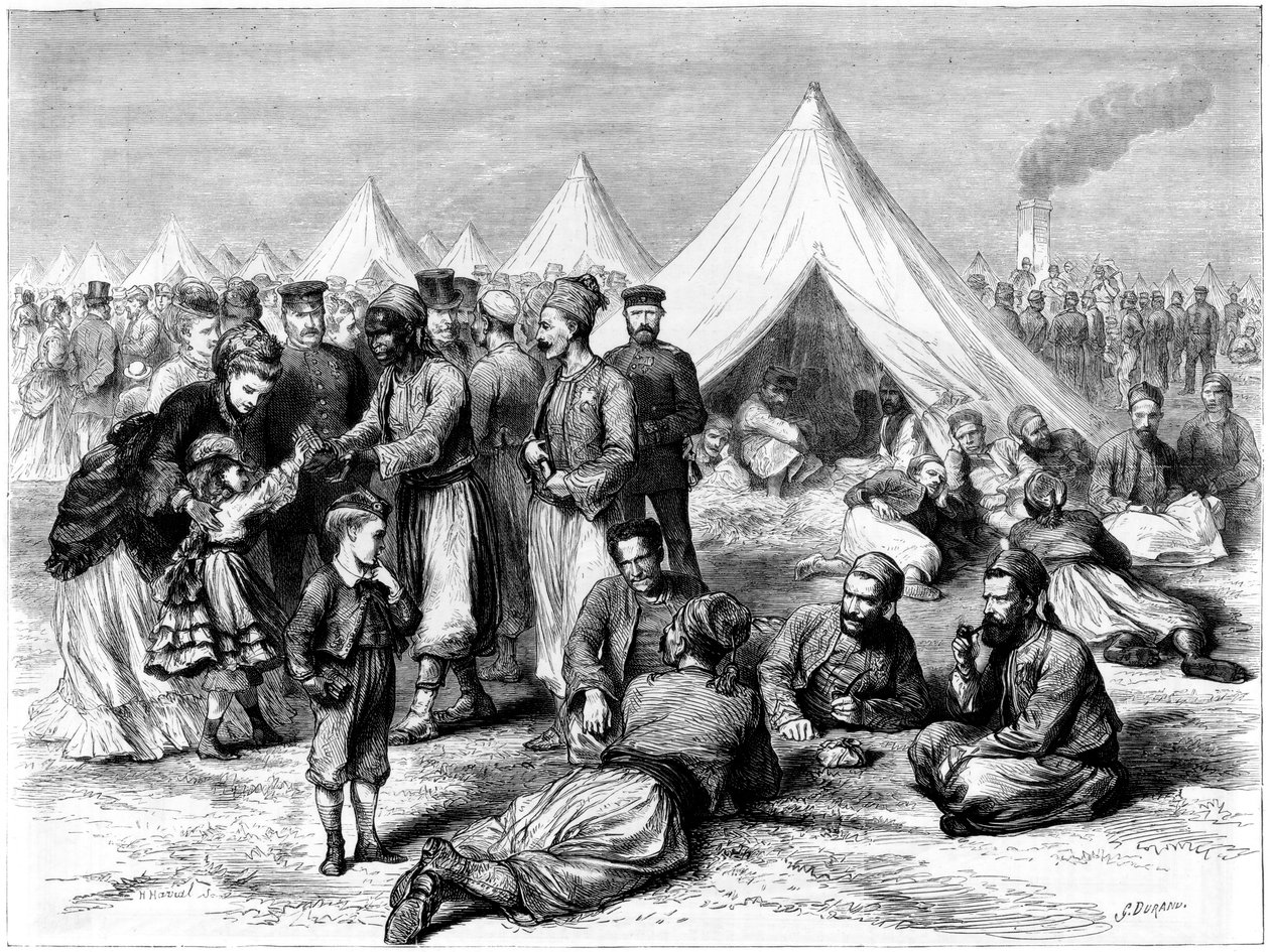 Campo de prisioneiros de guerra francês em Wahn, perto de Colônia, Guerra Franco-Prussiana, 1870 de Unbekannt