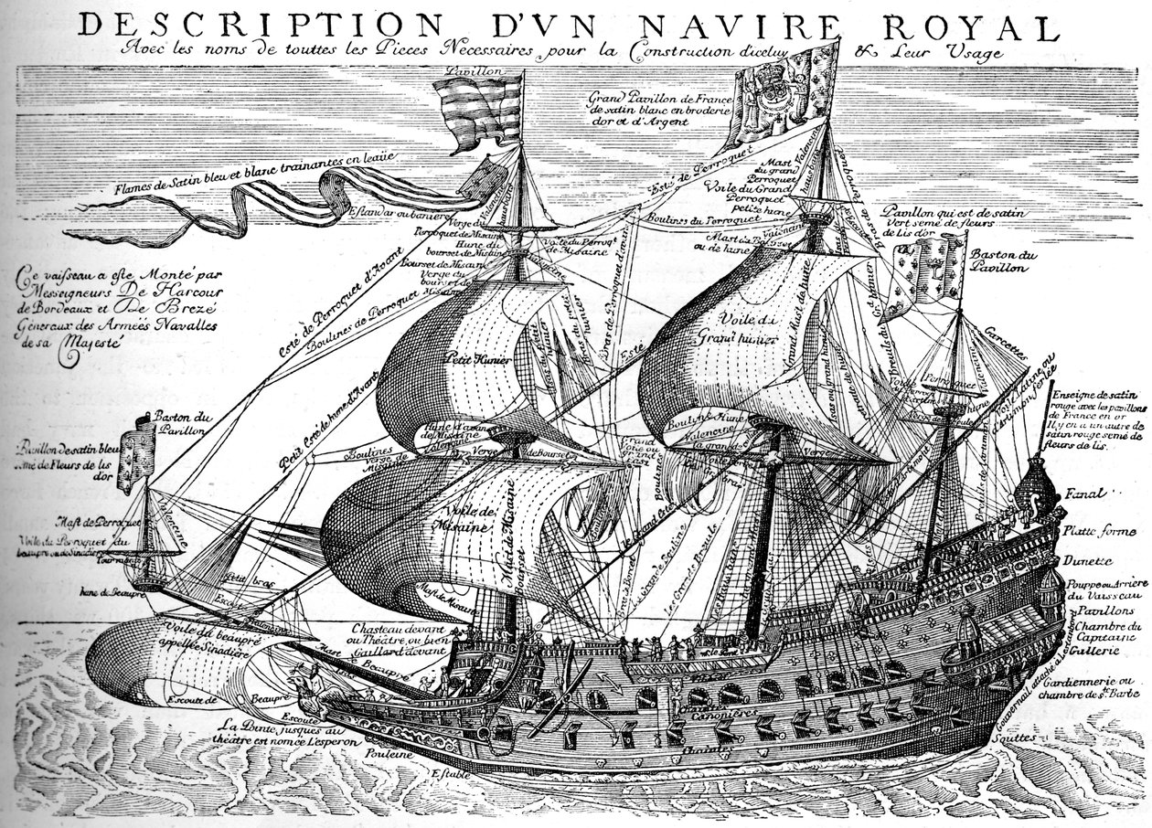 Navio de guerra real francês do século XVII, c1880 de Unbekannt