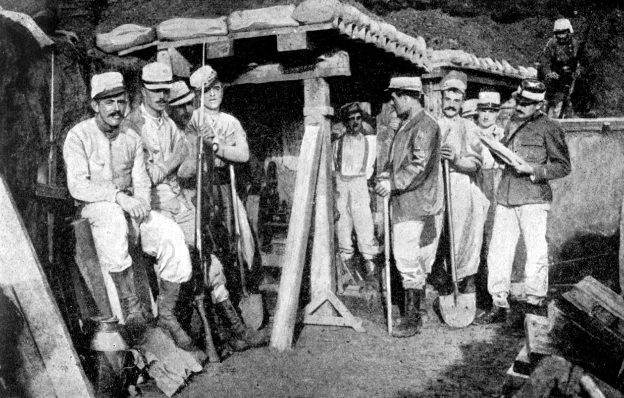 Sapadores franceses que colocam minas, França, Primeira Guerra Mundial, 1914 de Unbekannt