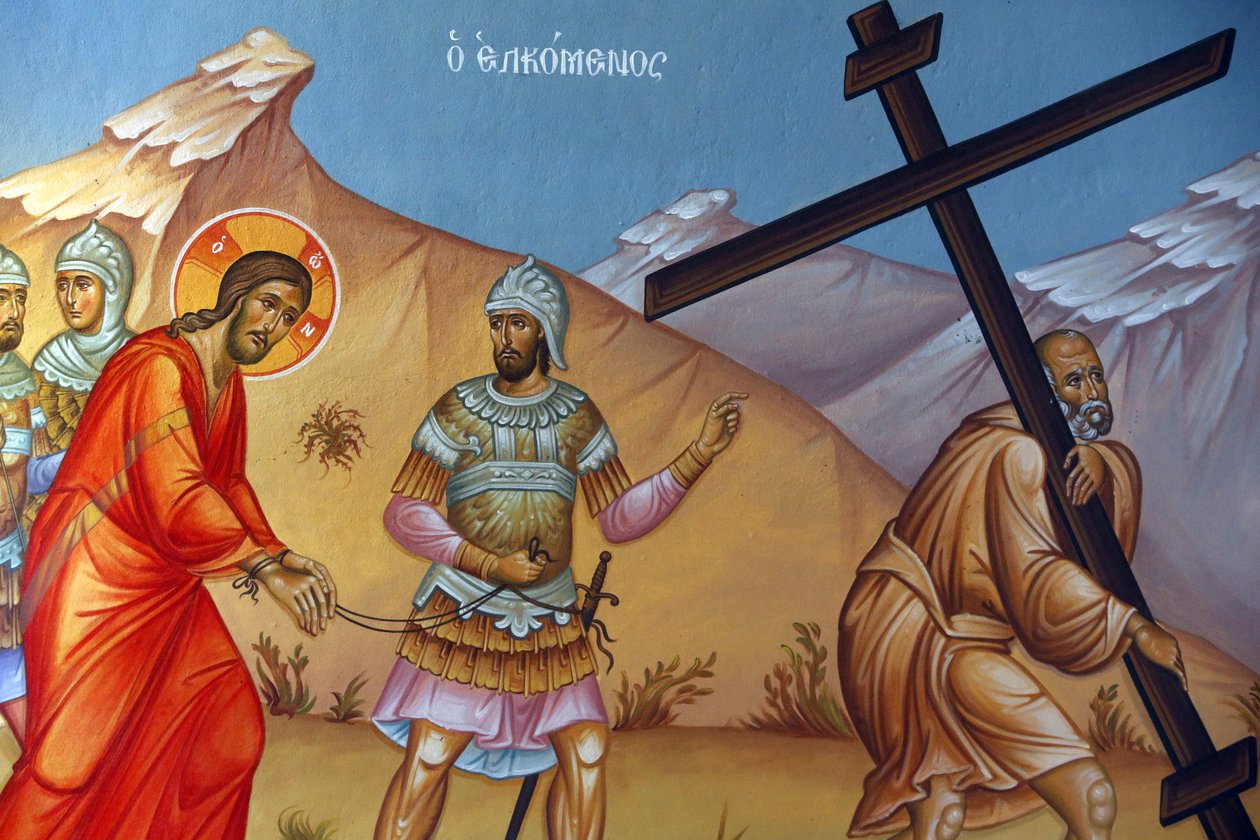 Fresco na igreja da Santa Cruz, Pedoulas. Paixão de Cristo, 20150510, Pedoulas, Chipre de Unbekannt