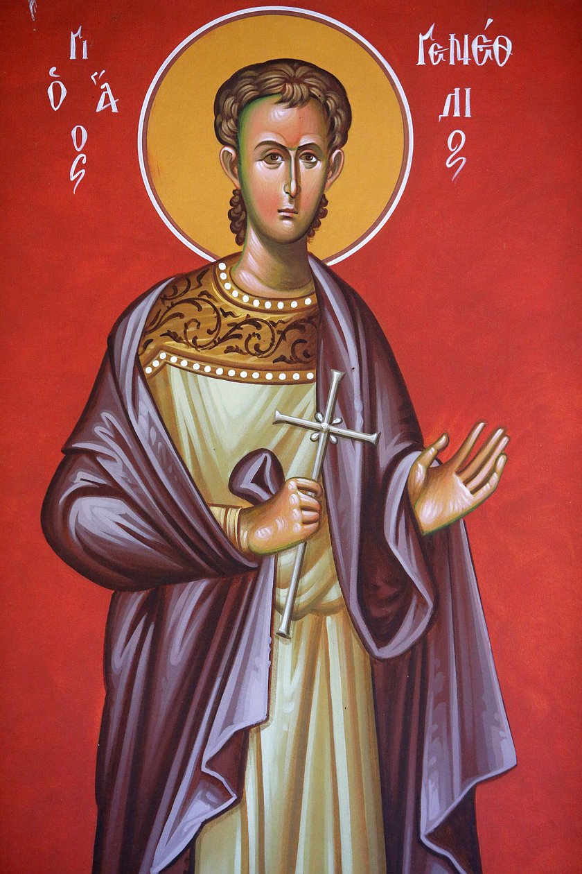 Fresco na igreja da Santa Cruz, Pedoulas. Santo Guenessios, 20150510, Pedoulas, Chipre de Unbekannt