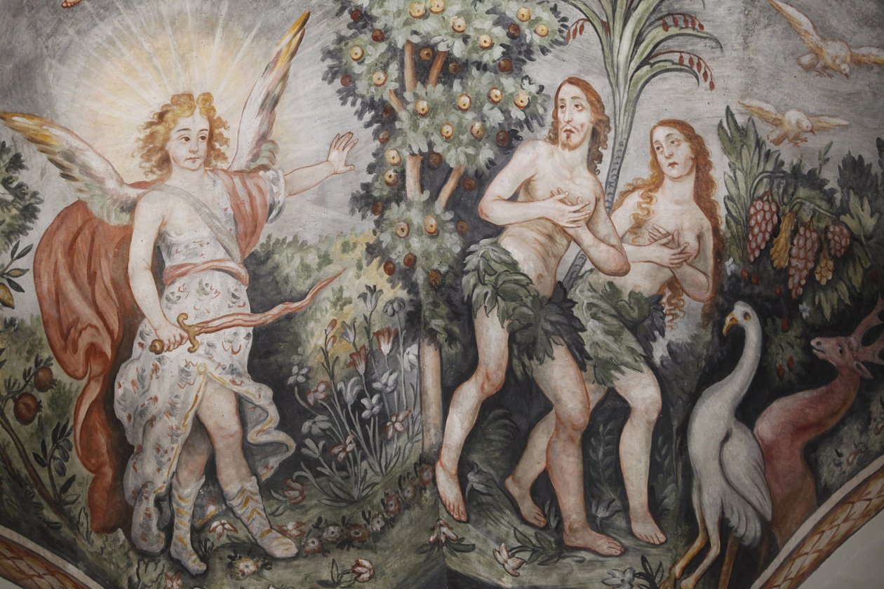 Fresco na igreja Maglie : Adão e Eva expulsos do céu, Maglie, Itália de Unbekannt