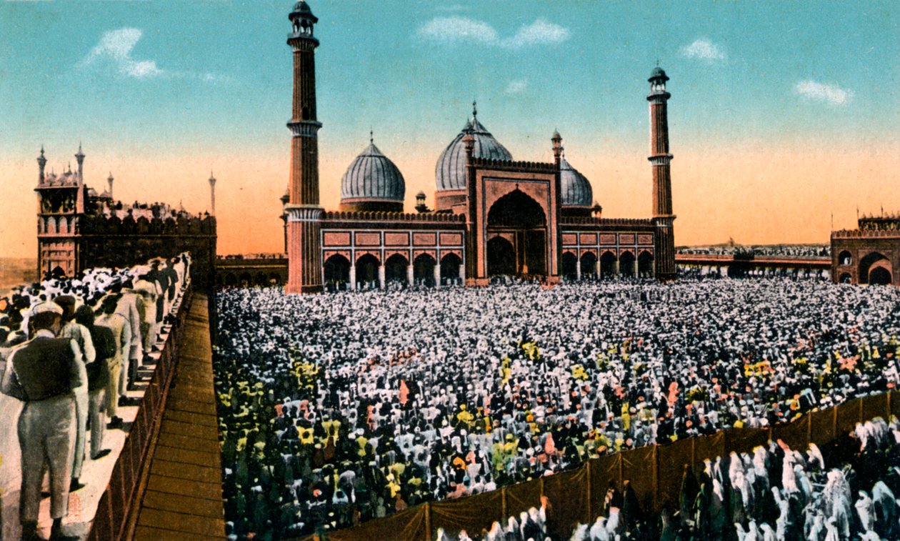 Orações de sexta-feira, Jama Masjid, Delhi, Índia, início do século XX de Unbekannt