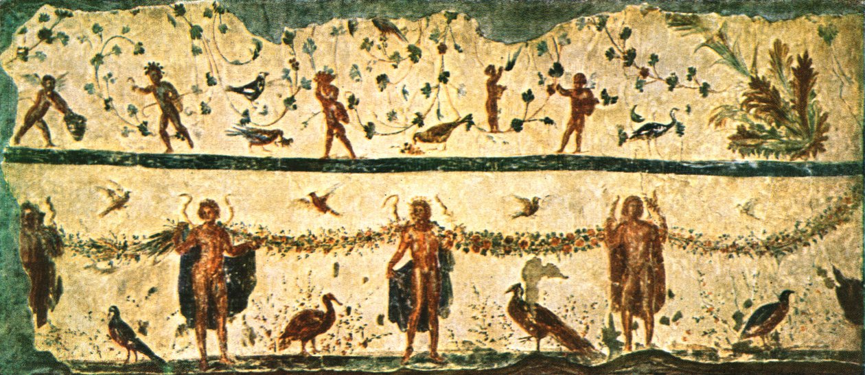 Friso no refeitório Triclinium da casa de Pammachius, Roma, Itália, 1928. de Unbekannt