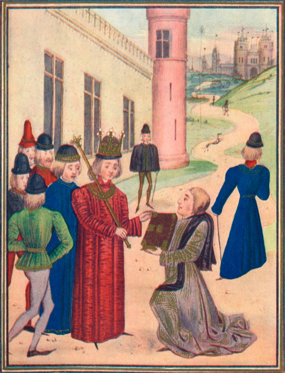 Froissart apresentando seu livro de poemas de amor a Richard II em 1395, 1905 de Unbekannt