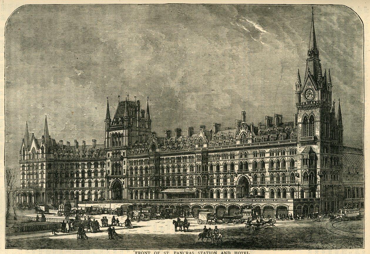 Parte dianteira da estação e do hotel de St. Pancras, c1876. de Unbekannt
