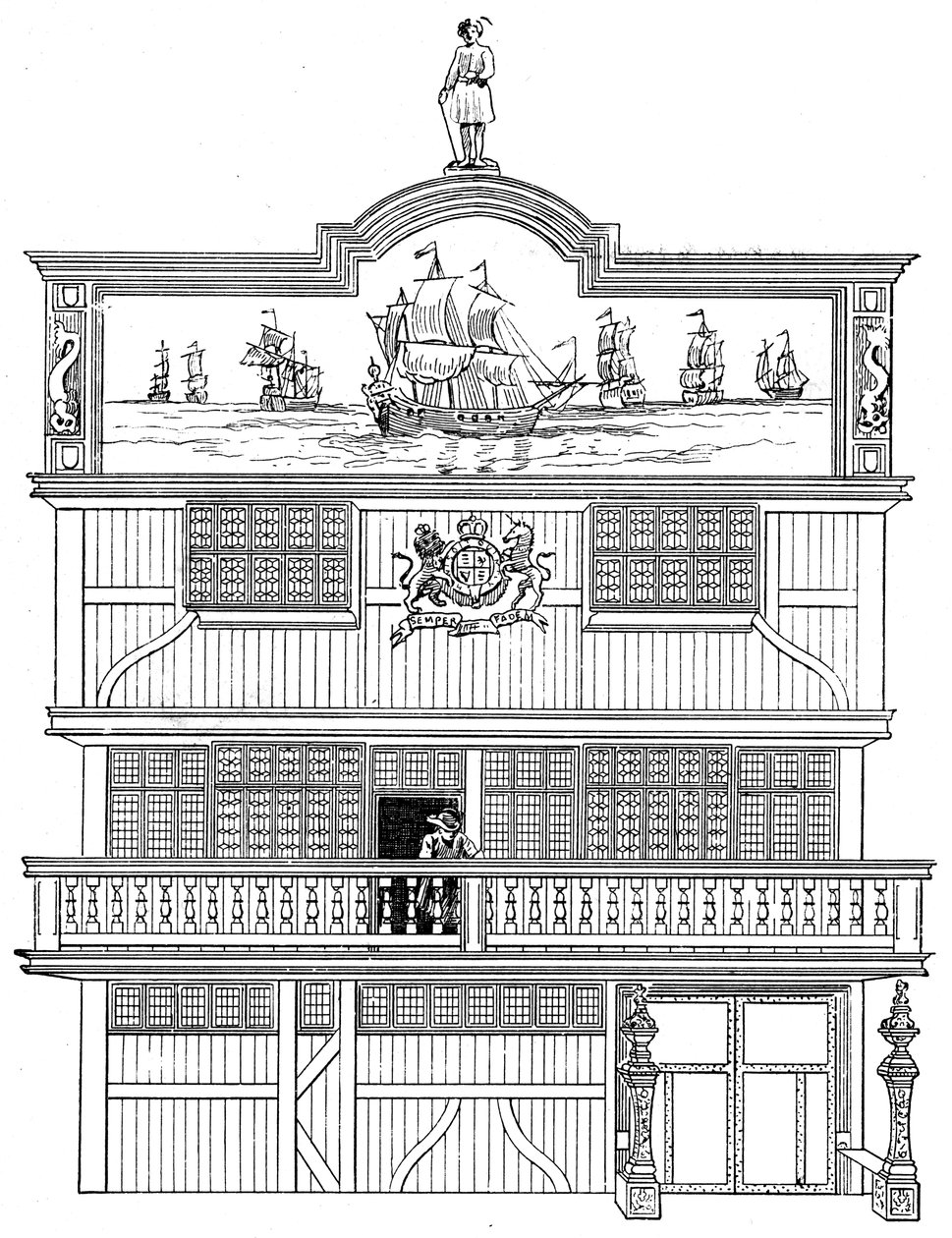 Frente da antiga Casa das Índias Orientais, Londres, 1894 de Unbekannt