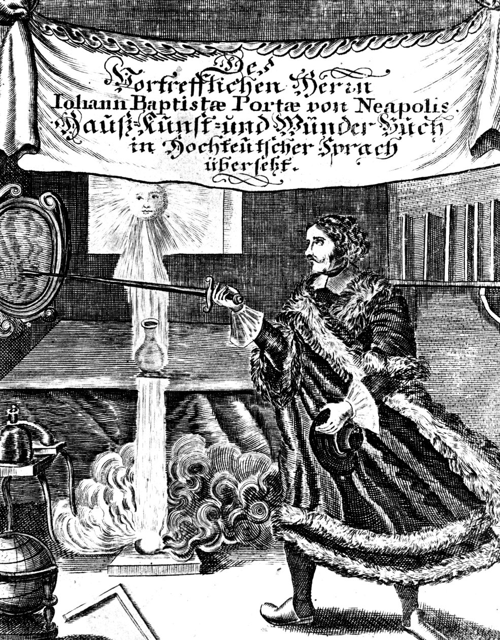 Frontispício de Magia Naturalis por Johannes Baptista della Porta, 1715 de Unbekannt