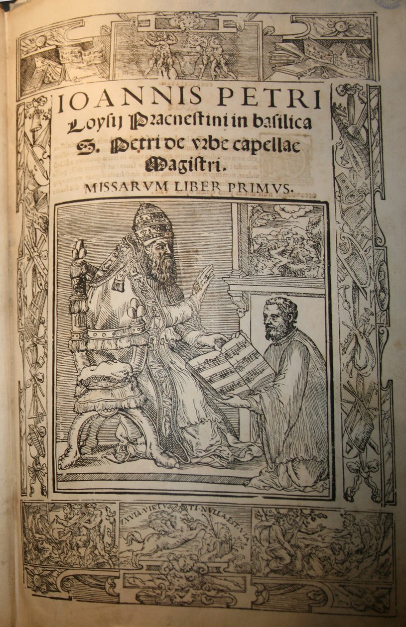 Frontispício do Missarum Liber primus de Giovanni Pierluigi por Palestrina Palestrina e Papa J de Unbekannt