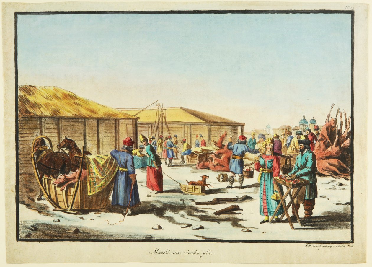 Mercado de carnes congeladas, ca 1814 de Unbekannt