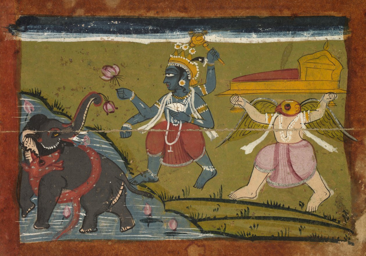 Gajendra Moksha: A Salvação do Rei dos Elefantes, de 1800. de Unbekannt