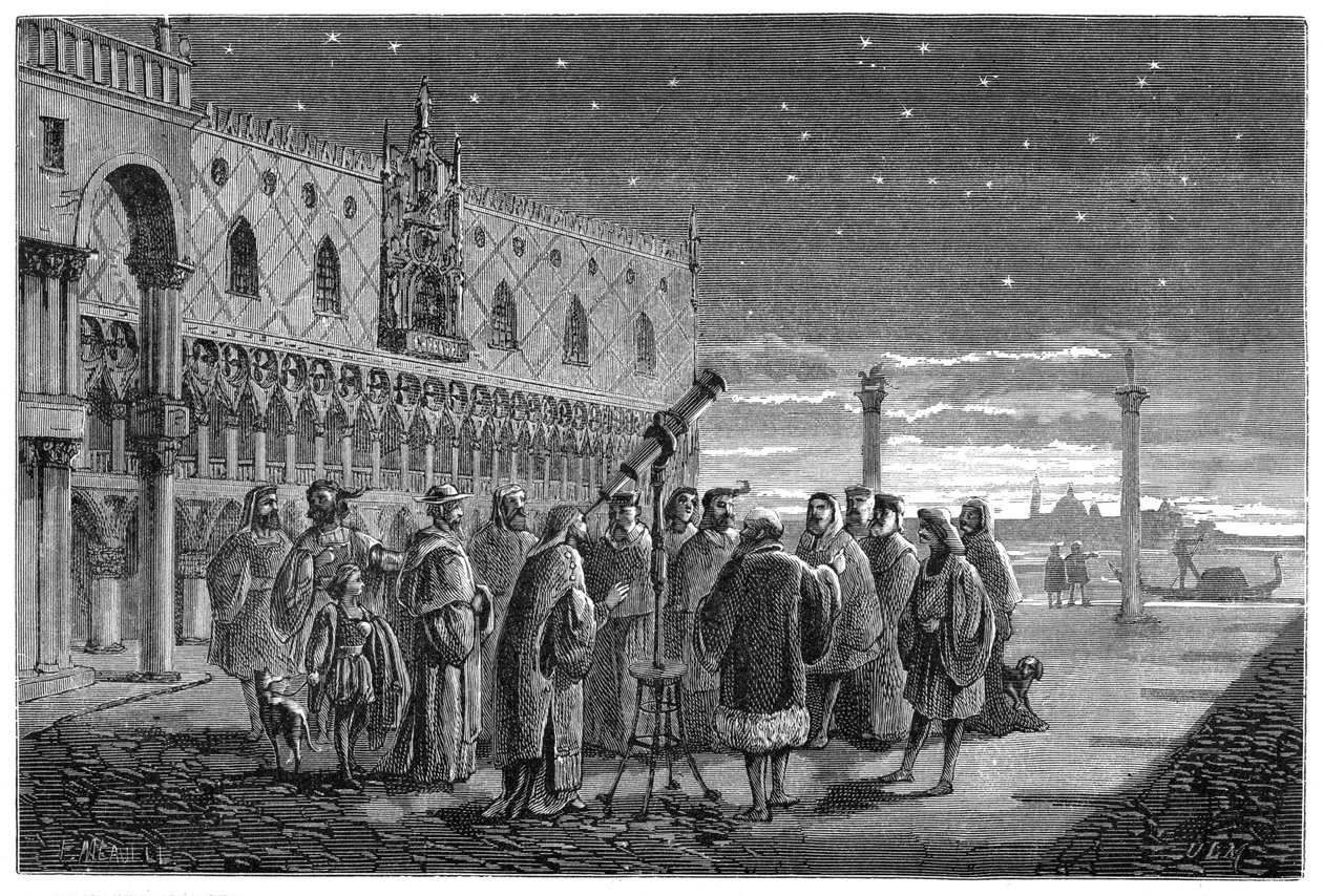 Galileu demonstrando seu telescópio, Veneza, 1609 1870 de Unbekannt