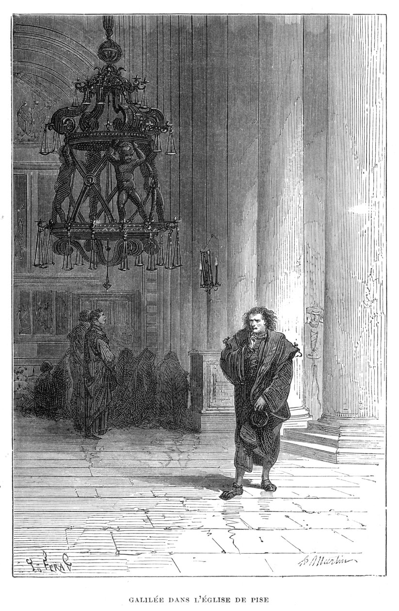 Galileu, observando o balanço do candelabro na Catedral de Pisa, c1584 1870 de Unbekannt
