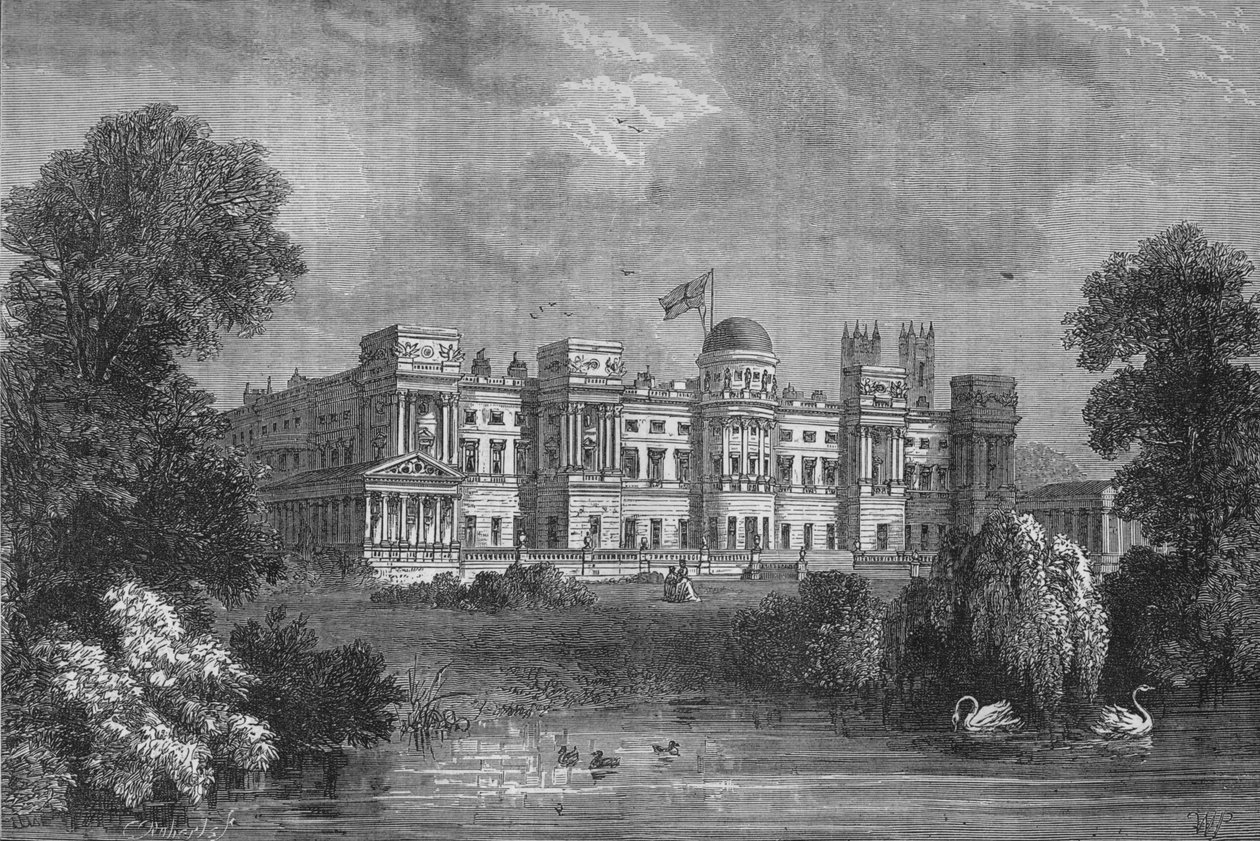 Jardim frontal do Palácio de Buckingham, Westminster, Londres, c1875 1878 de Unbekannt