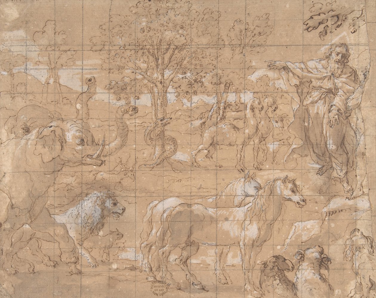 Jardim do Éden, Criação dos Animais, século XVI. de Unbekannt