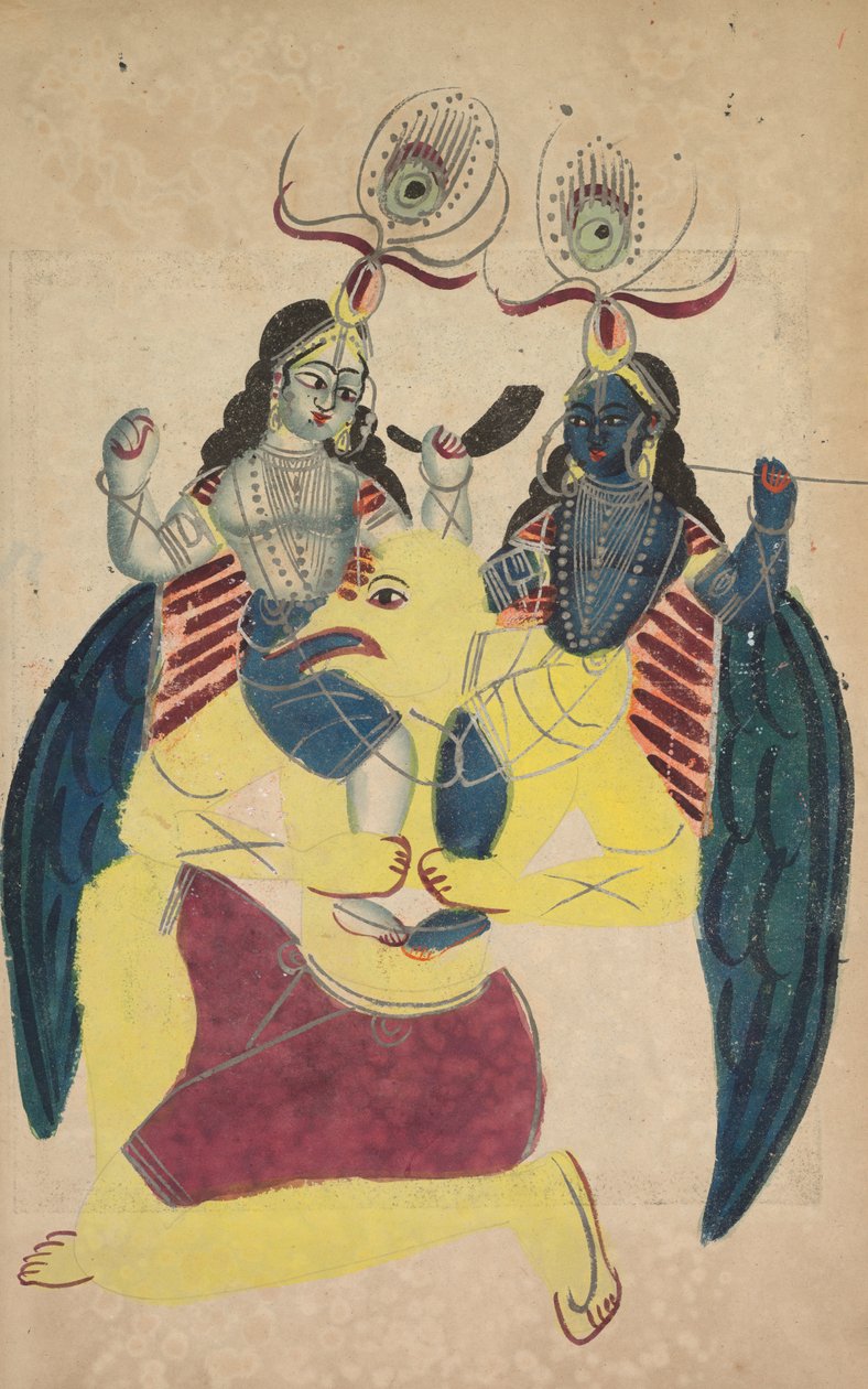 Garuda carregando Balarama e Krishna, 1800. de Unbekannt