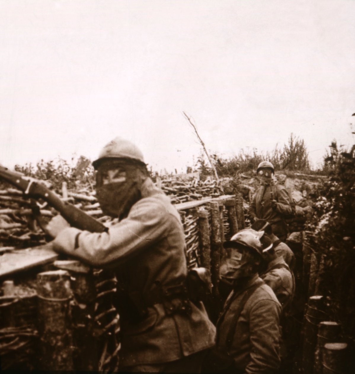 Alerta de gás em trincheiras, Champagne, norte da França, 1916 de Unbekannt