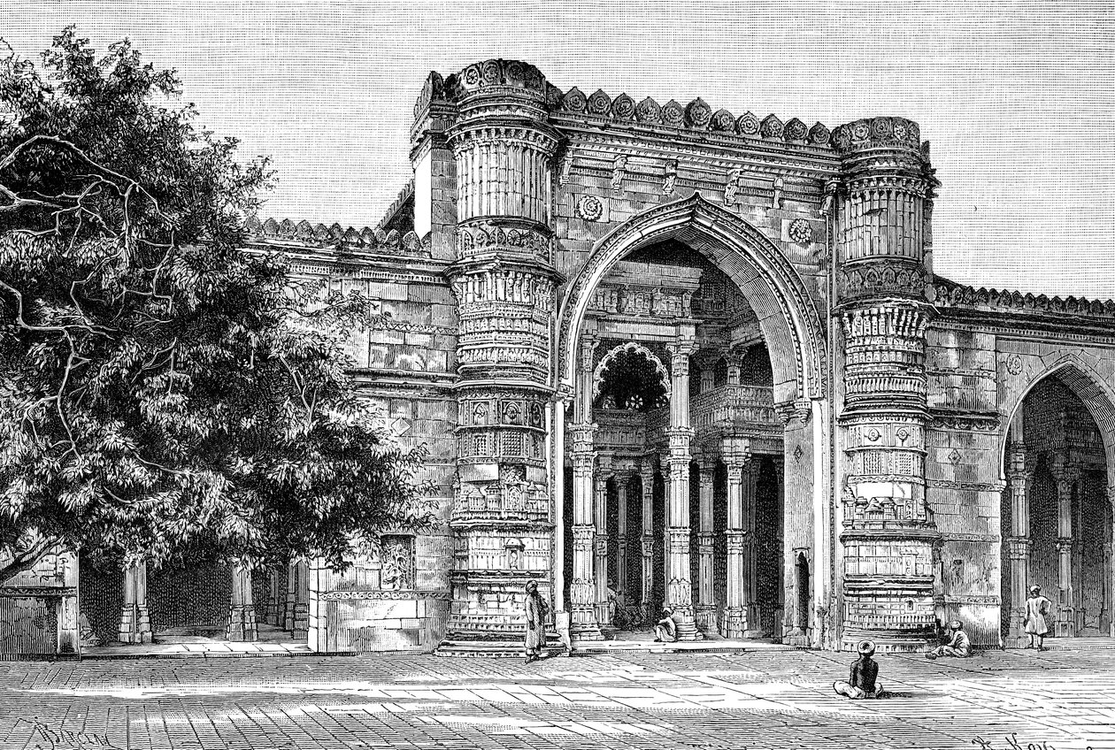 Porta de entrada para a Grande Mesquita de Ahmedabad, Índia, 1895 de Unbekannt