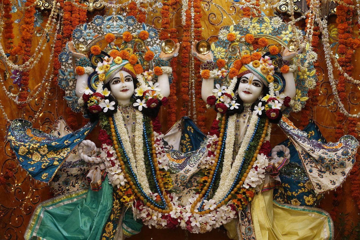 Gaura Nitai murthis no templo Krishna-Balaram, Vrindavan. Índia de Unbekannt