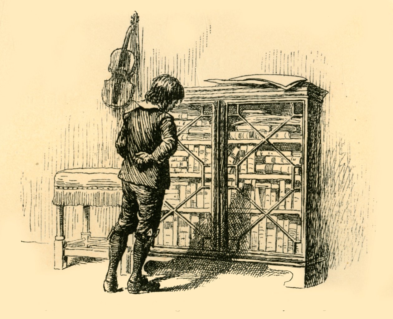 Olhando para as capas através das portas de treliça do armário, 1907. de Unbekannt