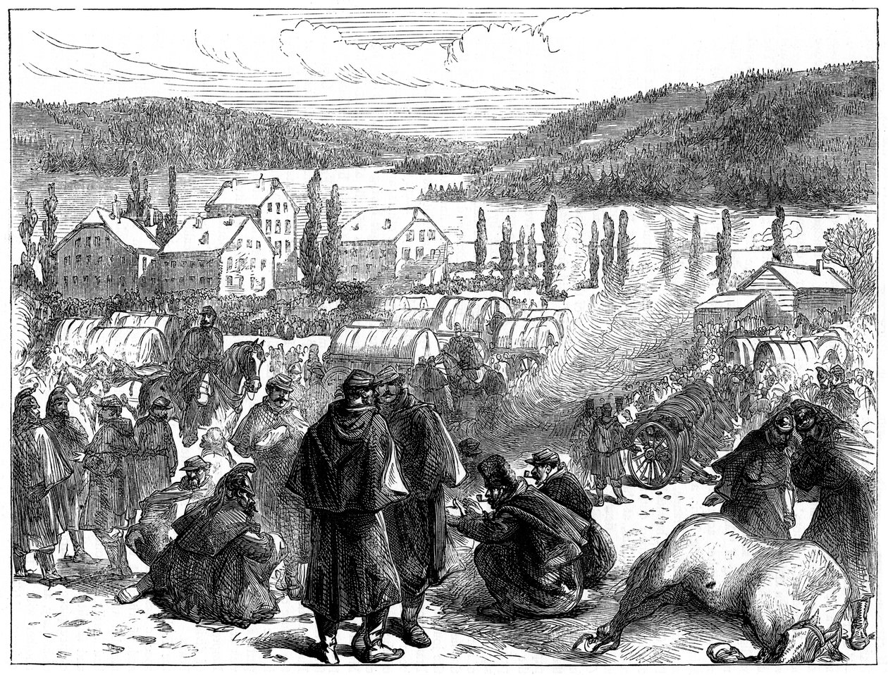 O general Bourbakis derrotou o exército francês na Suíça, fevereiro de 1871 de Unbekannt