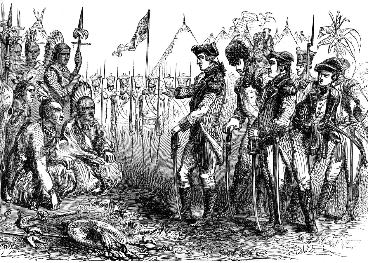 General Burgoyne dirigindo-se aos índios, 1777 c1880 de Unbekannt