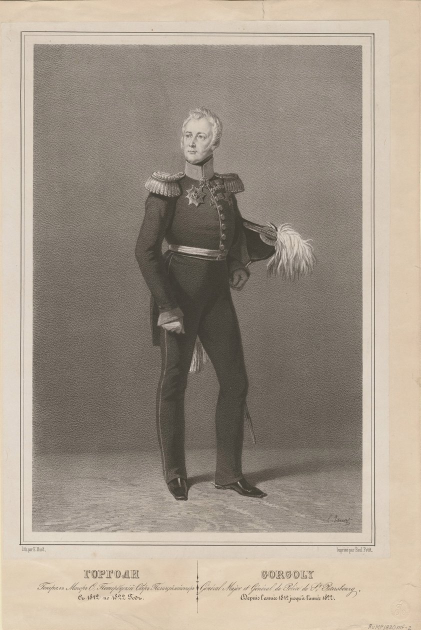 General Ivan Savvich Gorgoli, chefe da polícia de São Petersburgo, 1822 de Unbekannt