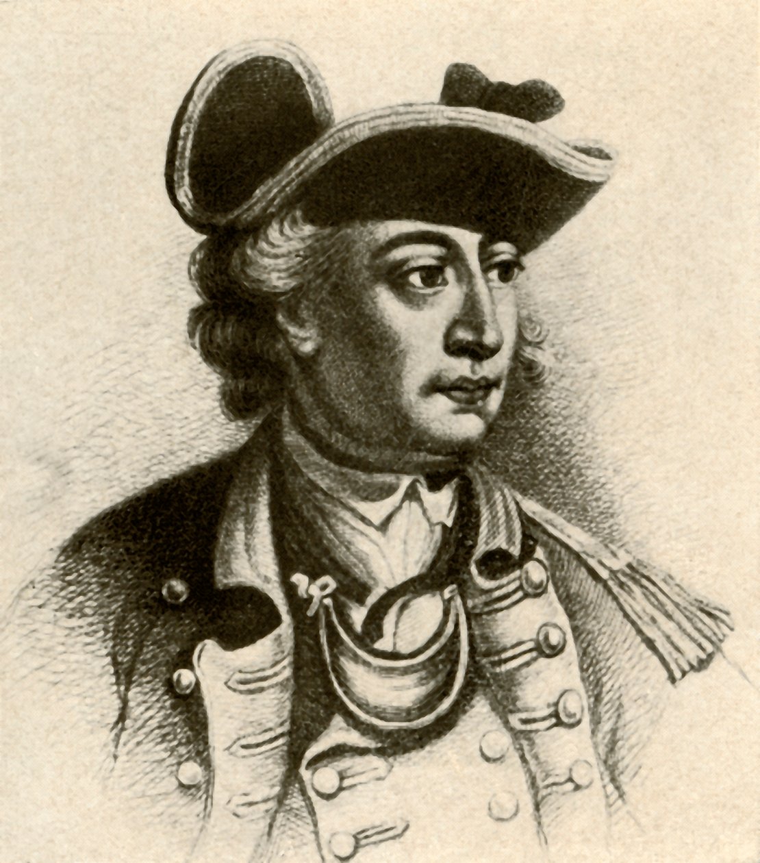 General John Sullivan, de chapéu armado com tranças e gorjetas, c1770, 1937. de Unbekannt