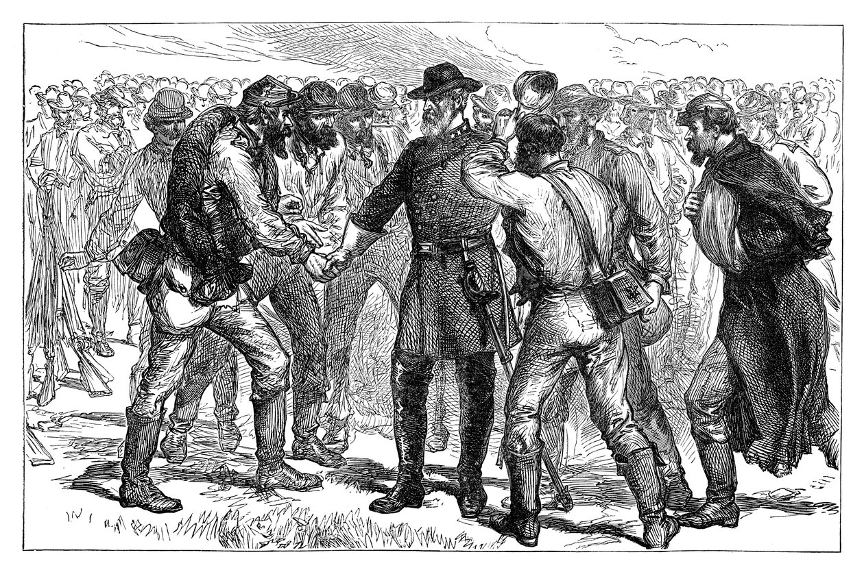 General Lee se despedindo de seus soldados, 1865, final do século XIX de Unbekannt