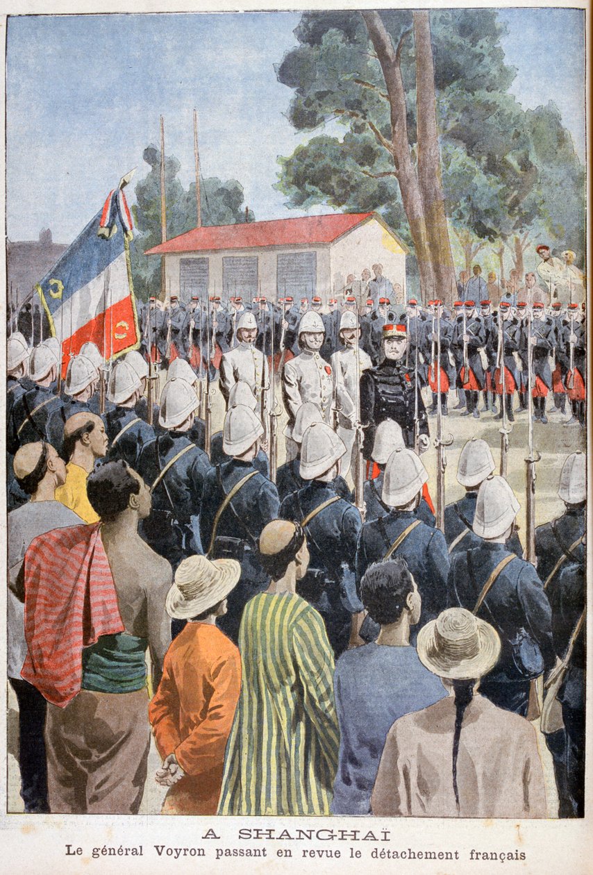 General Voyron revendo tropas francesas, Xangai, 1900 de Unbekannt