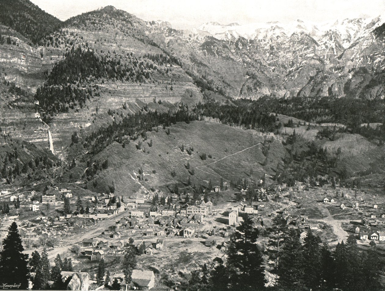 Vista geral de Ouray e as Montanhas Rochosas, EUA, 1895. de Unbekannt
