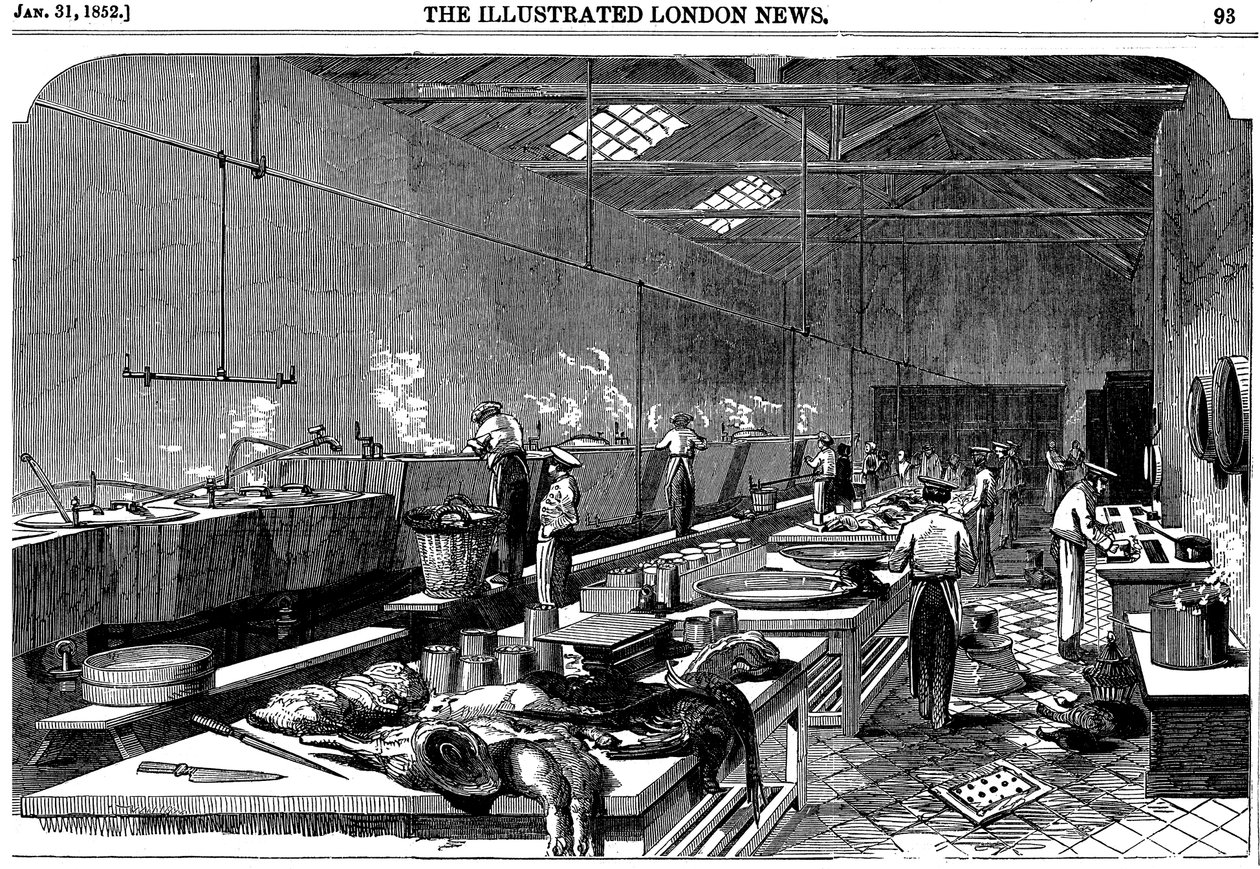 Vista geral da cozinha em Richie & McCalls Cannery, Houndsditch, Londres, 1852 de Unbekannt