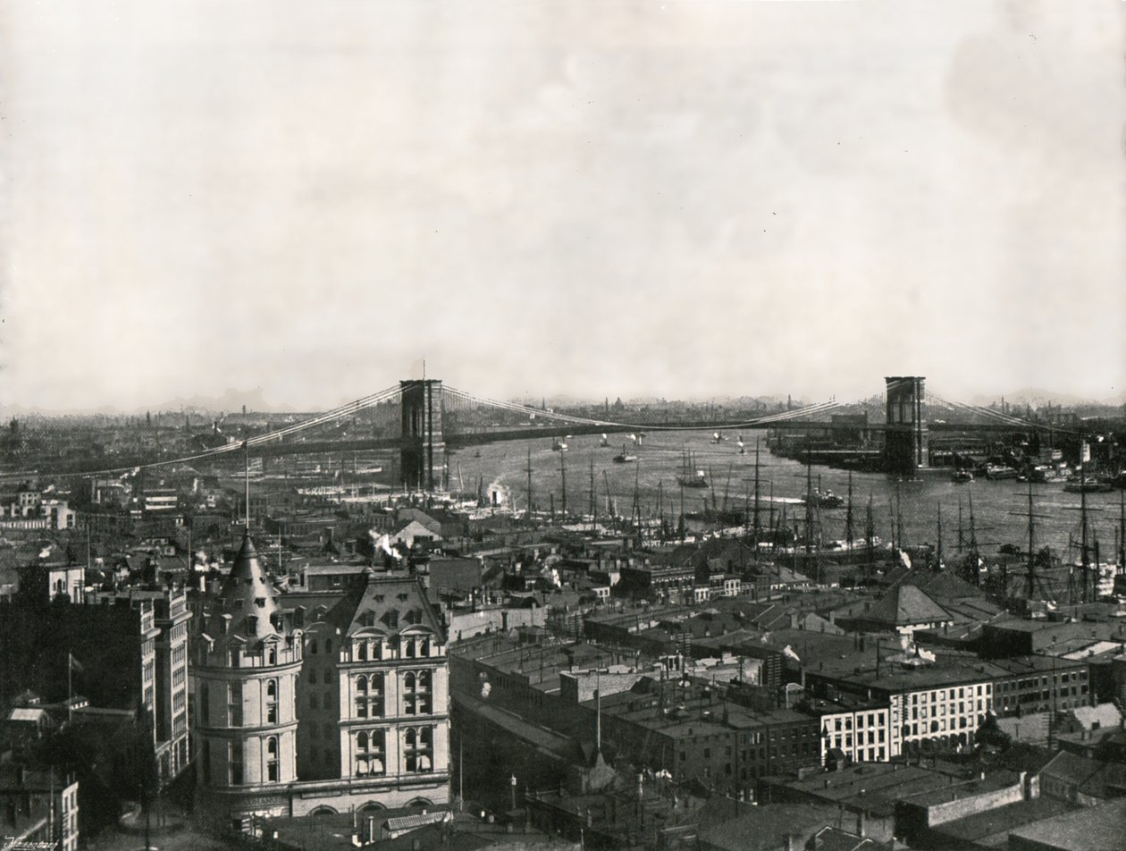 Vista geral mostrando a ponte de Brooklyn, Nova York, EUA, 1895. de Unbekannt