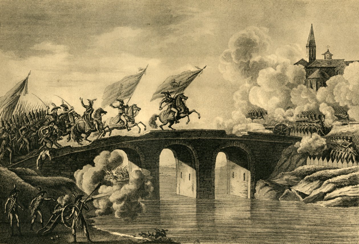Os generais Bonaparte e Augereau atacam a ponte em Arcola, novembro de 1796, 1921. de Unbekannt