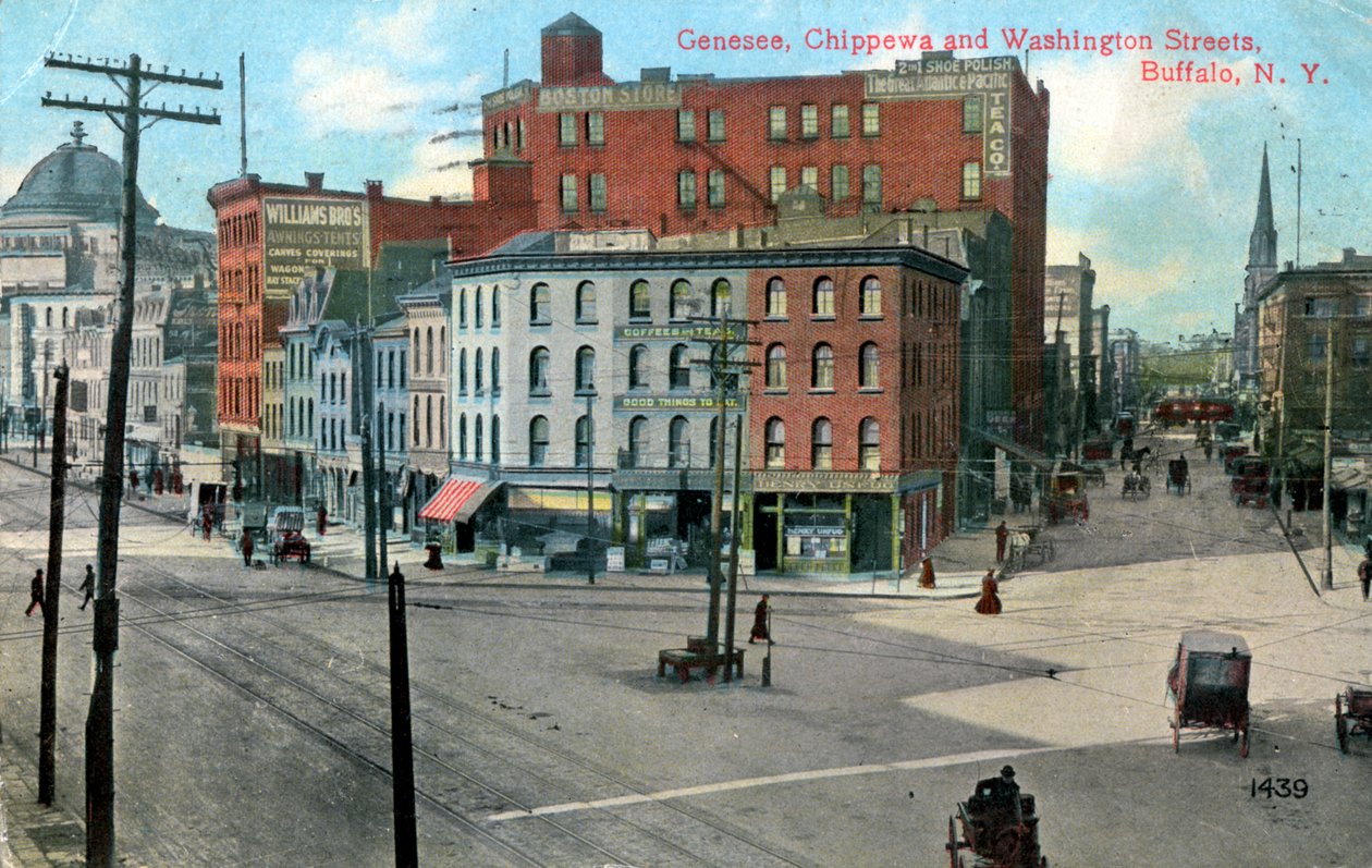 Rua Genesse, Chippewa e Washington, Buffalo, Nova York, EUA, c1910 de Unbekannt