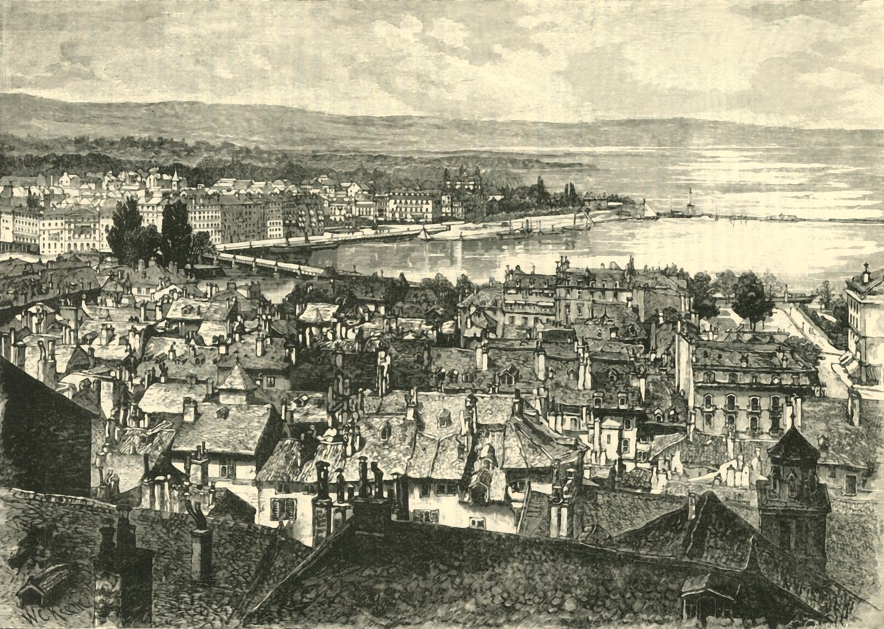 Genebra, olhando para o lago, 1890. de Unbekannt