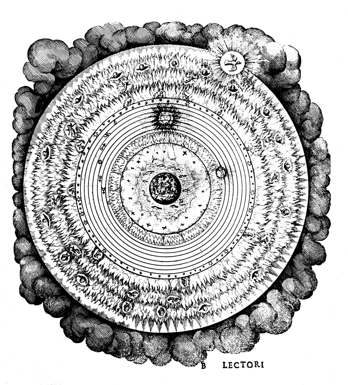 Universo geocêntrico ou centrado na Terra, c1617 de Unbekannt