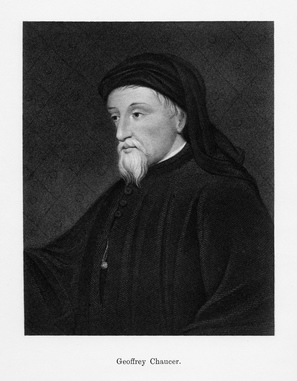 Geoffrey Chaucer, autor inglês, poeta, filósofo, burocrata e diplomata, século XIX de Unbekannt