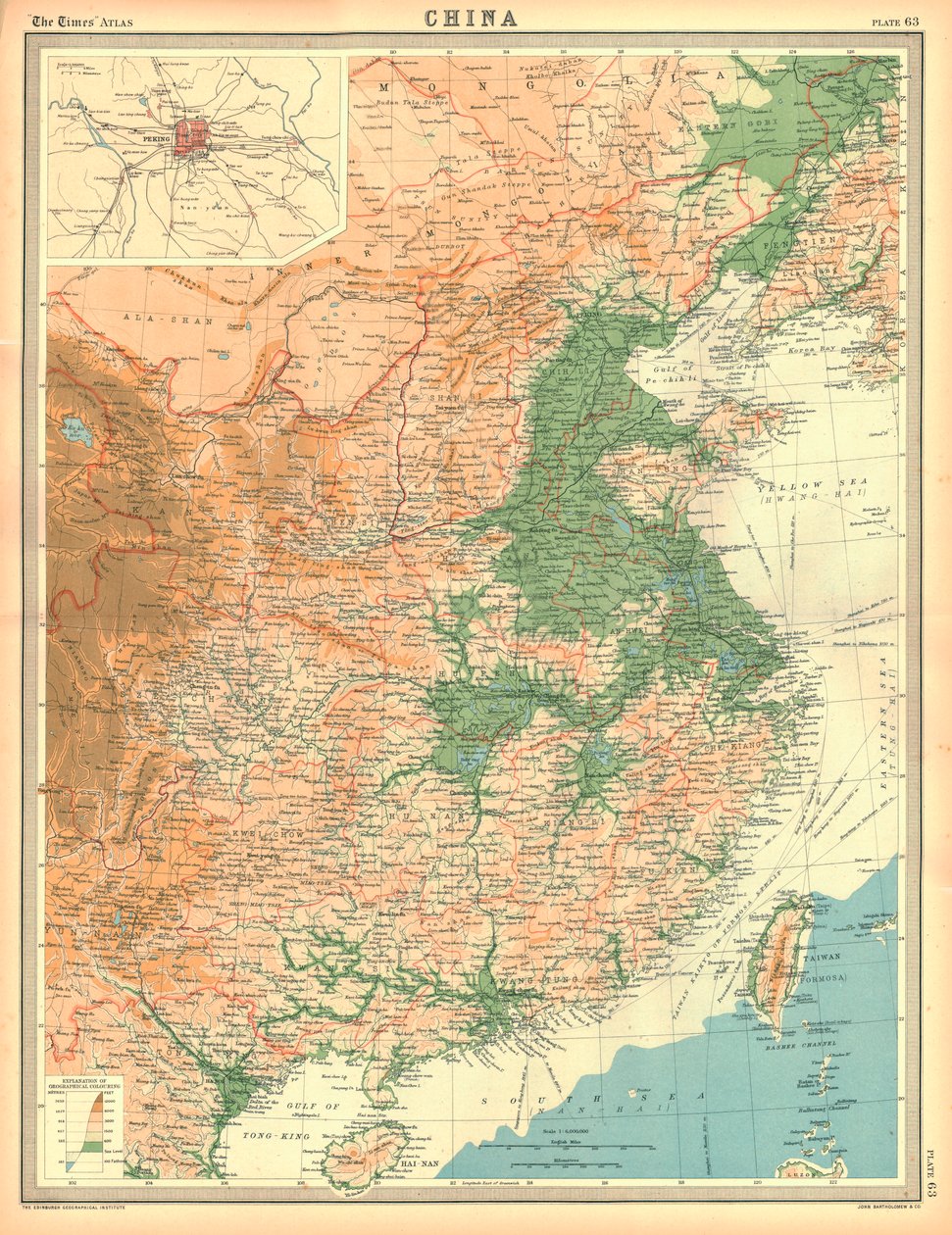 Mapa geográfico da China de Unbekannt