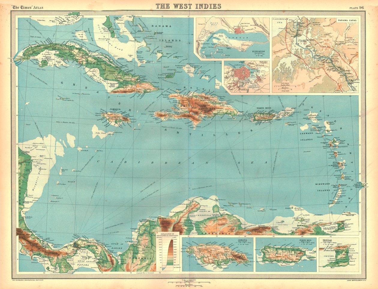Mapa geográfico das Índias Ocidentais de Unbekannt