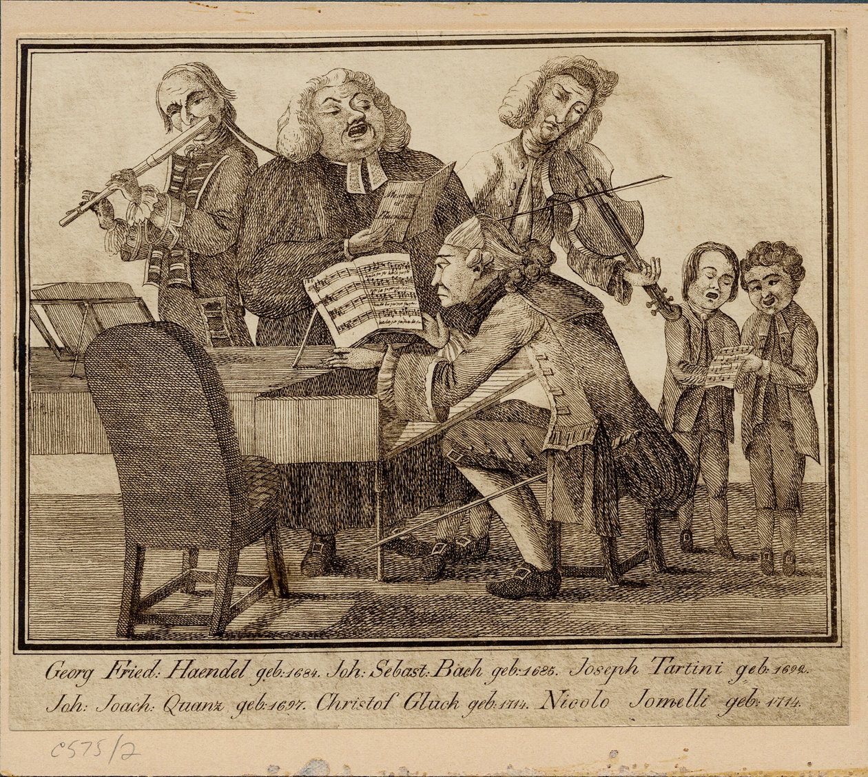 Georg Friedrich Haendel, Johann Sebastian Bach, Giuseppe Tartini, Johann Joachim Quantz, Christoph W de Unbekannt
