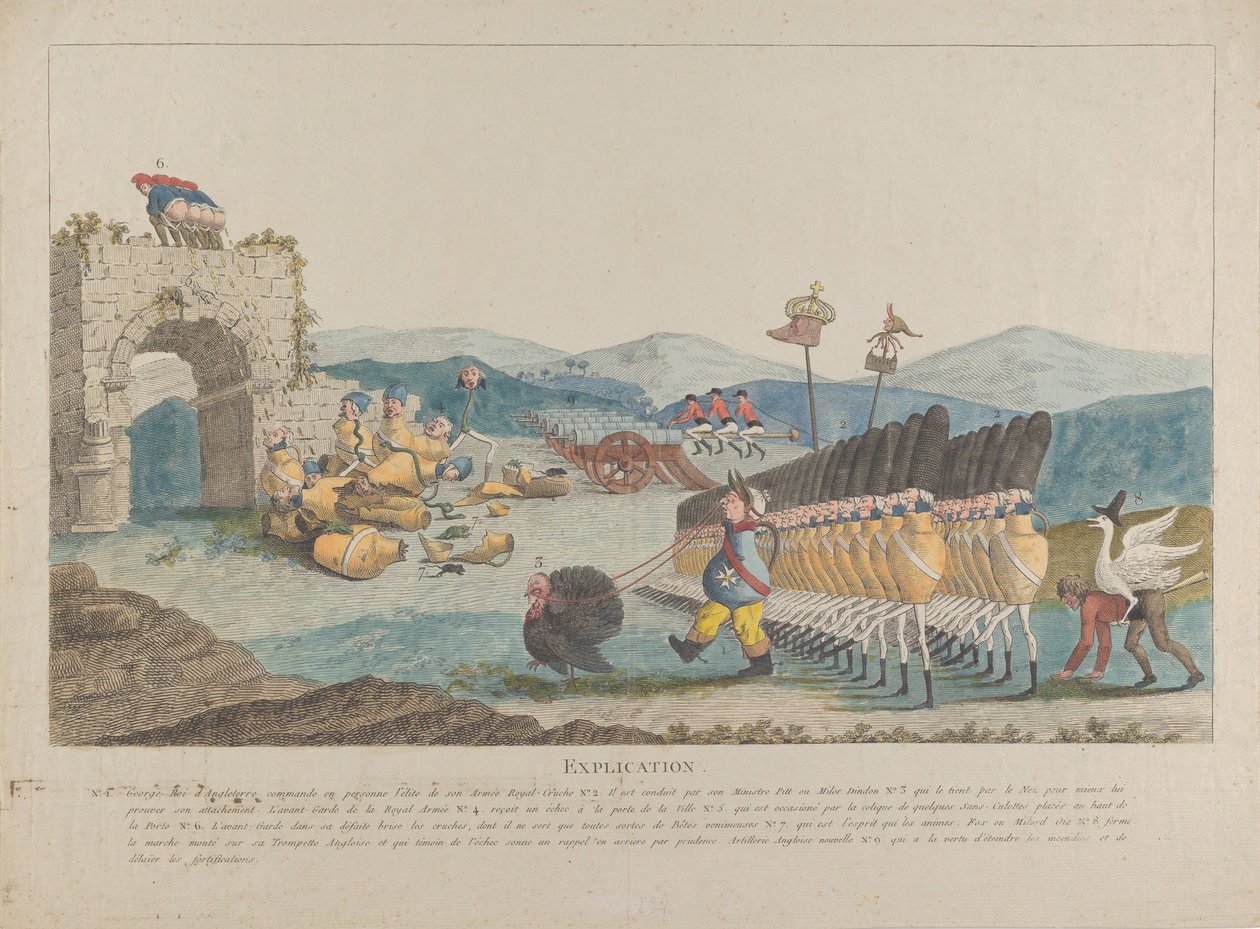 George III liderando um exército de jarros, 1794. de Unbekannt