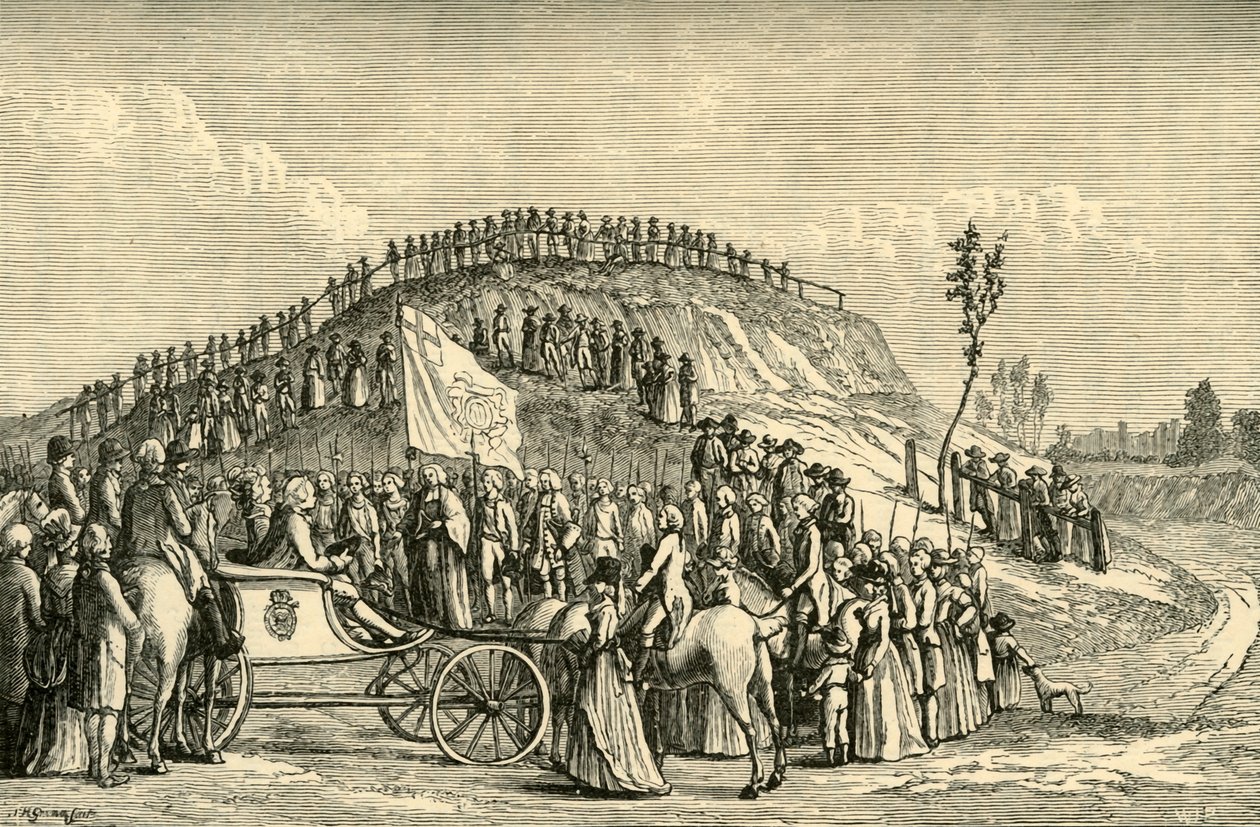 George III e rainha Charlotte em Eton Montem, 1778, 1911. de Unbekannt